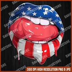 usa flag dripping lips 4th of july patriotic american memorial day, american flag, independence day png file sublimation