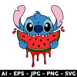 stitch watermelon svg, stitch svg, watermelon svg, cartoon svg, png dxf eps digital file - digital file