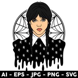 wednesday addams drip svg, wednesday svg, wednesday addams svg, addams family svg - digital file