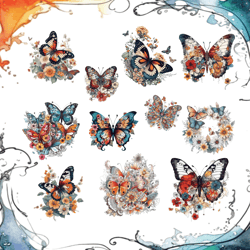 watercolor butterfly clipart bundle