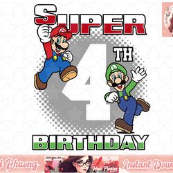 super mario and luigi super birthday 4th birthday portrait t-shirt copy png sublimation design, digital design
