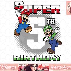 super mario and luigi super birthday 5th birthday portrait png sublimation design, digital design
