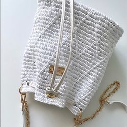White bag White backpack Crochet backpack Crochet bag handmade White bag of bag Bag handmade
