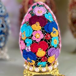 Collectible Easter irish crochet egg,  easter family heirloom