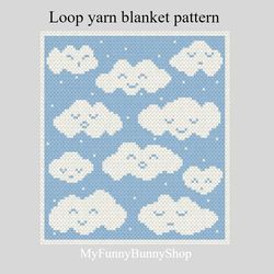 Loop yarn Clouds blanket pattern PDF