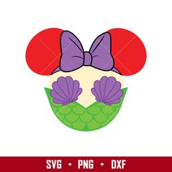 ariel minnie ears svg, minnie mouse svg, ariel mermaid svg, disney svg, png eps digital file