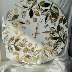 Luxury wall clock White and gold wall clock Large wall clock