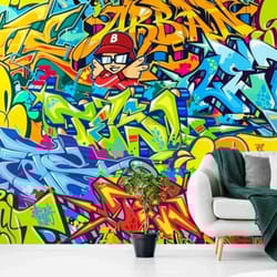 graffiti wallpaper self-adhesive, colorful graffiti murals for kids bedroom decor, removable wallpaper sticker decal