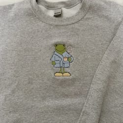 embroidered frog crewneck l comfy frog sweatshirt, funny sweatshirt, embroidered shirt