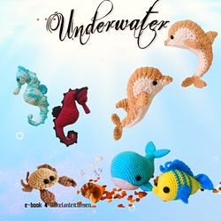 Underwater. Crochet Pdf patterns * Seahorse, Crab, Dolphin, Wall and fish