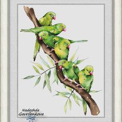 feathered friends. cross stitch pattern. cross stitch design. digital. pdf. saga