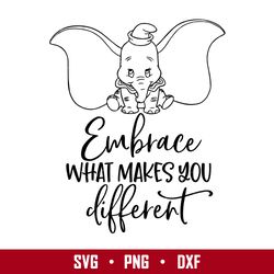 dumbo embrace what makes you different outline svg, disney svg, png eps digital file