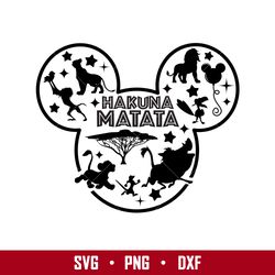 mickey outline lion king hakuna matata svg, disney svg, png eps digital file
