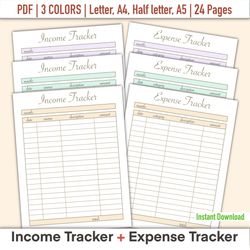 Income Planner, Income Tracker, Income Tracker Printable, Income Tracker Template, Income Tracker Template Printable, In