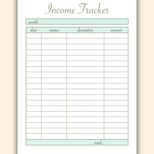 Income Planner, Income Tracker, Income Tracker Printable, In | Inspire ...