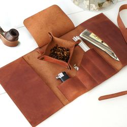 leather pipe roll, tobacco pipe roll, leather pipe case, leather pipe bag, pipe stand