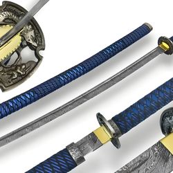 sharp blade handmade katana: custom-engraved damascus steel samurai sword, damascus katana, sharp samurai sword