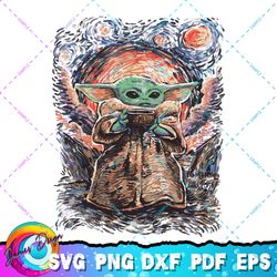 star wars the child starry night png, svg, sublimation design, star wars svg, digital download