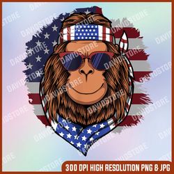 bigfoot 4th of july american usa flag patriotic boys kids memorial day, american flag, independence day png file