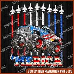 merica monster truck patriotic american flag july 4th kids memorial day, american flag, independence day png file