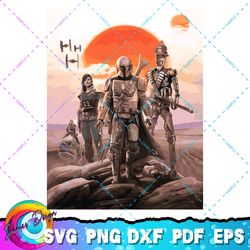 star wars the mandalorian group poster png, svg, sublimation design, star wars svg, digital download
