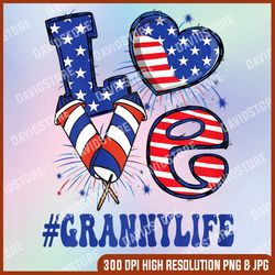 granny love usa flag grandma 4th of july family matching memorial day, american flag, independence day png file