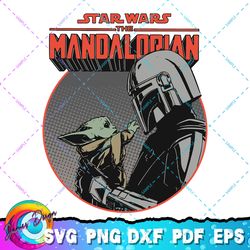 star wars the mandalorian mando and the child retro png, svg, sublimation design, star wars svg, digital download