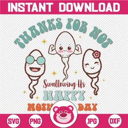 thanks for not swallowing us happy mother's day svg, rude mother's day design, mother's day svg, digital download