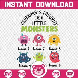 grandma's favorite little monsters custom gift for grandma png, funny grandma with grandkids name, personalized mothers