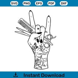 hair stylist hand tshirt design svg cutting digital file