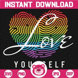lgbt love yourself rainbow svg file cutting, lesbian gay bisexual svg files