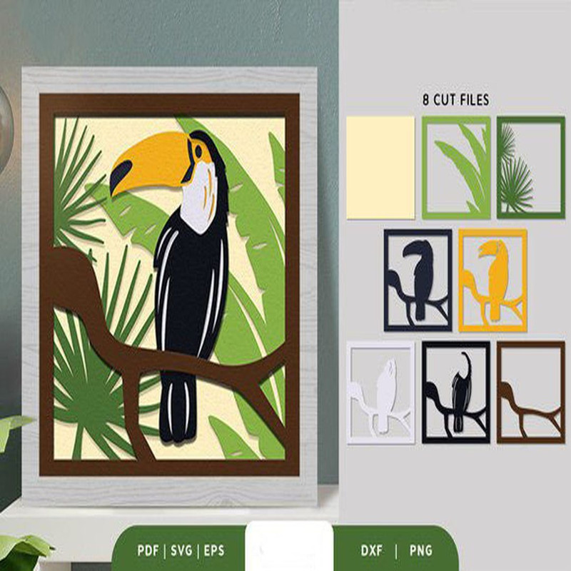 1080x1080 size Tropical-Toucan-3D-Shadow-Box-Papercut-3D-SVG-67995571-2-580x386.jpg