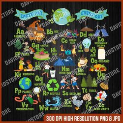 alphabet earth day every day png, abcs save planet teacher kids png, earth png, digital file, png high quality