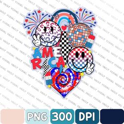 Retro Smiley Face Png, 4th Of July Sublimation Design, Retro 4th Of July Png