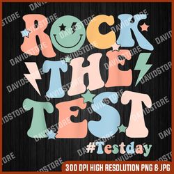 retro rock the test testing day png, motivational teacher png, testing day png, digital file, png high quality