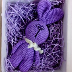Lavender Bunny Crocheted Easter Bunny Stuffed Toy Bunny With Glasses Stuffed Animals For Baby Funny Toys