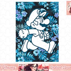 super mario tropical floral run poster png sublimation design, digital design