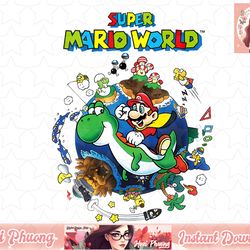 super mario world yoshi & mario around the world png sublimation design, digital design