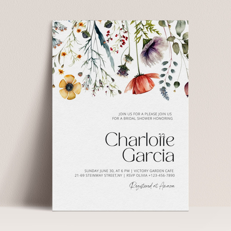 Editable Bridal Shower Invitation Template, Watercolor Wildflower Bridal Shower Invite, Florals Bridal Shower Download, (4).jpg