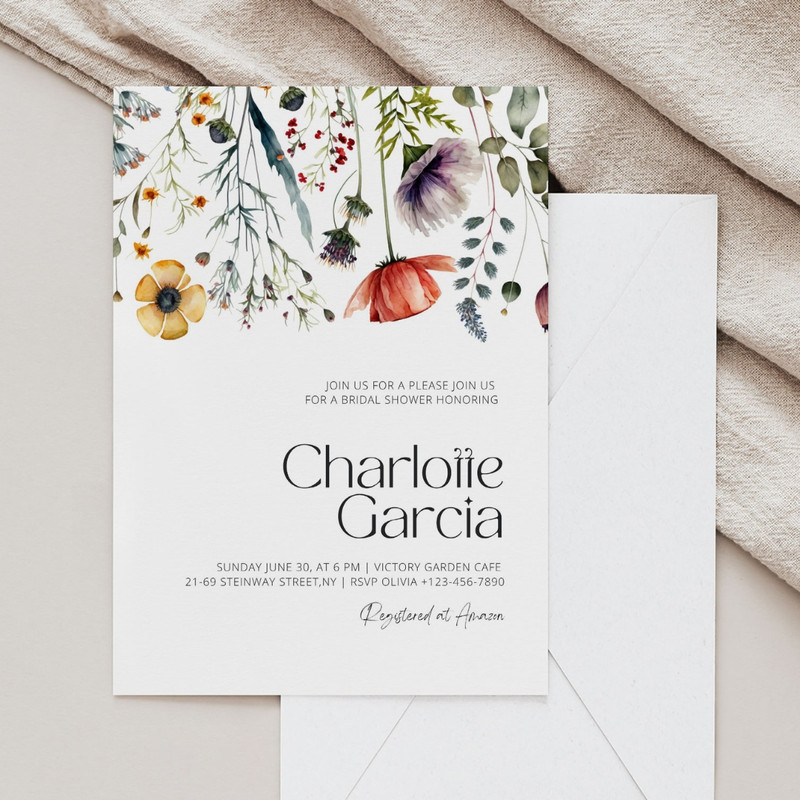 Editable Bridal Shower Invitation Template, Watercolor Wildflower Bridal Shower Invite, Florals Bridal Shower Download, (6).jpg