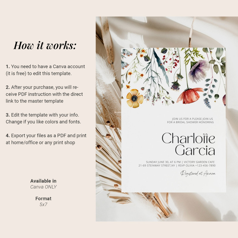 Editable Bridal Shower Invitation Template, Watercolor Wildflower Bridal Shower Invite, Florals Bridal Shower Download, (7).jpg