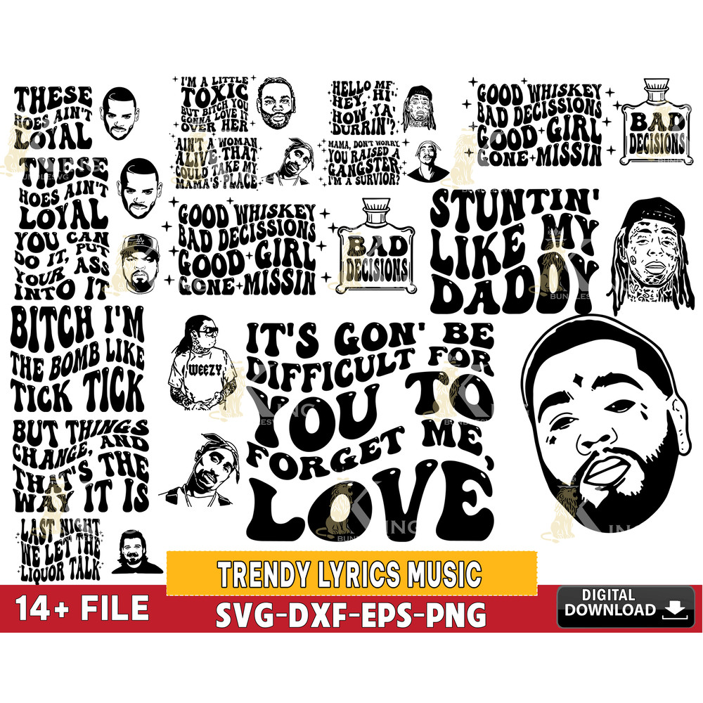 30+ Trendy Lyrics Music Svg Bundle, Even Savage Bitches Go To Heaven, Trendy Singer Svg Bundle, Hip Hop Country Music.jpg