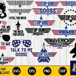 top gun svg bundle, talk to me goose, maverick svg,top dad svg