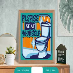 please seat yourself 3d paper cut svg, shadow box template, paper cutting template, light box svg files, 3d papercut lig