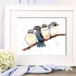Birds painting, watercolor paintings, handmade bird watercolor birds art painting by Anne Gorywine