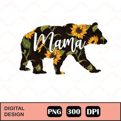 mama bear sunflower png, mama bear sunflowers leopard cowhide mother's day png sublimation design, bear png, mother's da