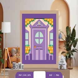 home porch 3d shadow box svg, shadow box template, paper cutting template, light box svg files, 3d papercut lightbox svg