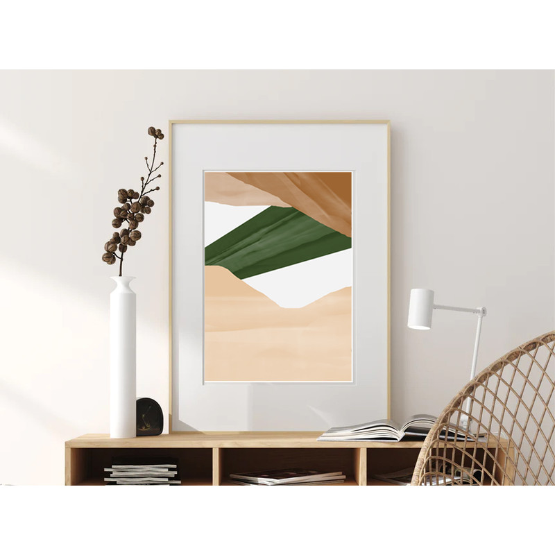 Abstract Art Decor, 3 Piece Artwork Beige Green Wall Art, Modern Abstract Painting, Large Poster, Downloadable Prints