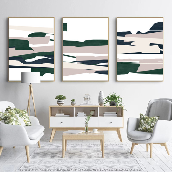 Abstract Art Wall, Modern Abstract Painting, Downloadable Prints, Large Poster, 3 Piece Artwork Set, Bedroom Decor