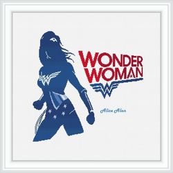 Cross stitch pattern Wonder Woman Princess amazon silhouette superhero comics monochrome counted crossstitch pattern PDF